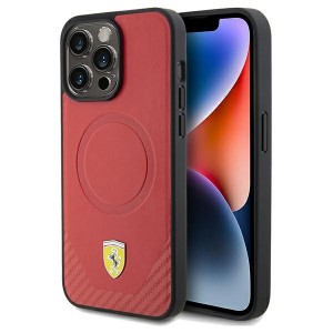 Ferrari iPhone 15 Pro Max Hülle Case Cover MagSafe Carbon Rot