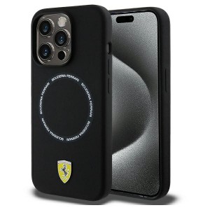 Ferrari iPhone 15 Pro Max Case MagSafe Printed Ring Black