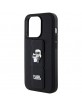 Karl Lagerfeld iPhone 14 Pro Max Case Grip Stand Saffiano K & C Black