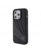 Mercedes iPhone 15 Pro Case Genuine Leather Wave Pattern Black