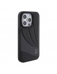 Mercedes iPhone 15 Pro Case Genuine Leather Wave Pattern Black