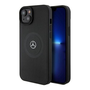 Mercedes iPhone 15 14 13 Hülle Case Echtleder MagSafe Lines Schwarz