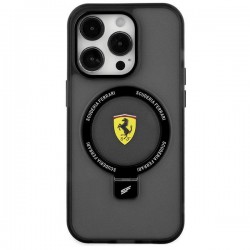 Ferrari iPhone 15 Plus Hülle Case Ring Stand Magsafe Halter Schwarz