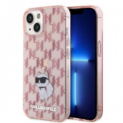 Karl Lagerfeld iPhone 15 Hülle Case Cover Monogram Choupette Rosa