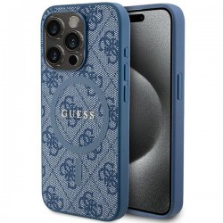 Guess iPhone 15 Pro Case Cover 4G MagSafe Blue