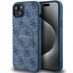 Guess iPhone 15 Hülle Case Cover 4G MagSafe Blau