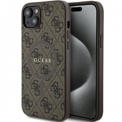 Guess iPhone 15 Case Cover 4G MagSafe Brown