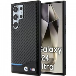 BMW Samsung S24 Ultra Case Cover Leather Carbon M Black