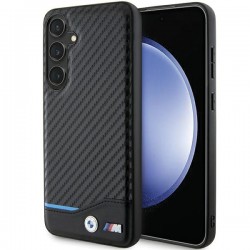 BMW Samsung S24+ Plus Case Cover Leather Carbon M Black