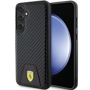 Ferrari Samsung S24+ Plus Hülle Case Cover Carbon Stitched Schwarz