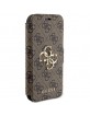 Guess iPhone 15, 14, 13 Tasche Book Case 4G Big Metal Logo Braun