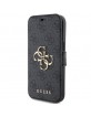 Guess iPhone 15, 14, 13 Book Case Cover 4G Big Metal Logo Gray