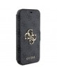 Guess iPhone 15, 14, 13 Book Case Cover 4G Big Metal Logo Gray