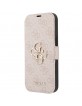 Guess iPhone 15, 14, 13 Book Case Cover 4G Big Metal Logo Pink