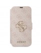 Guess iPhone 15, 14, 13 Tasche Book Case 4G Big Metal Logo Rosa Pink