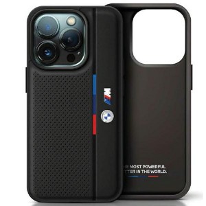 BMW iPhone 15 Pro Case Perforated Tricolor Black