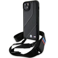 BMW iPhone 15, 14, 13 Case M Carbon Stripe Strap black