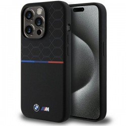 BMW iPhone 15 Pro Case Cover MagSafe Silicone Pattern Black