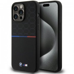 BMW iPhone 15 Pro Max Hülle Case Cover MagSafe Silikon Pattern Schwarz