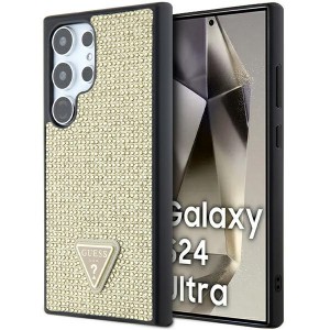 Guess Samsung S24 Ultra Hülle Case Kristallen Strass Gold Triangle