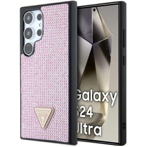 Guess Samsung S24 Ultra Hülle Case Kristallen Strass Triangle Rosa Pink
