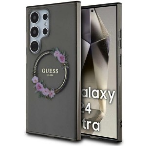 Guess Samsung S24 Ultra Hülle Case Cover MagSafe Blumen Schwarz