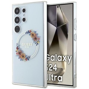 Guess Samsung S24 Ultra Hülle Case Cover MagSafe Blumen Transparent
