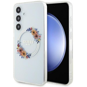 Guess Samsung S24+ Plus Hülle Case Cover MagSafe Blumen Transparent