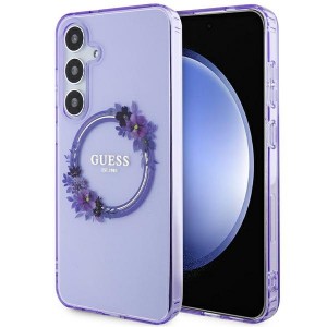 Guess Samsung S24+ Plus Hülle Case Cover MagSafe Blumen Violett