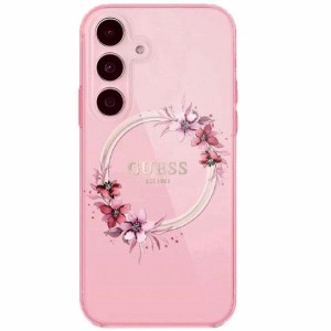 Guess Samsung S24 Hülle Case Cover MagSafe Blumen Rosa Pink