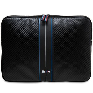 BMW Hülle Laptop Notebook Tasche Sleeve 14 Zoll Carbon Blue Stripes Schwarz