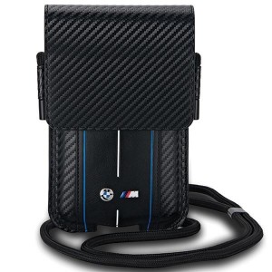 BMW mobile phone case Wallet Bag Carbon Blue Stripes M Black