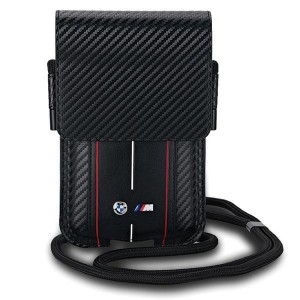 BMW mobile phone case Wallet Bag Carbon Red Stripes M Black
