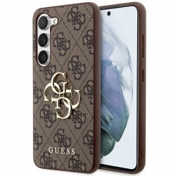 Guess Samsung S24 Hülle Case Cover Big Metal Logo 4G Braun