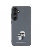 Karl Lagerfeld Samsung S24 Hülle Case Saffiano Karl Choupette Pin Silber