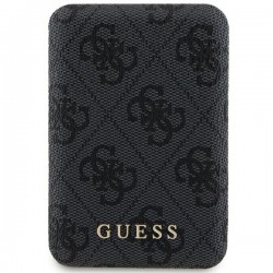 Guess MagSafe Powerbank 15W 5000mAh 4G Leder Metall Logo Schwarz