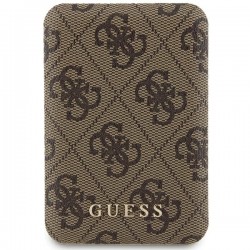 Guess MagSafe Power Bank 15W 5000mAh 4G Leather Metal Logo Brown