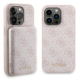 Guess iPhone 15 Pro Set MagSafe Hülle + Magnet Powerbank 5000 4G Rosa