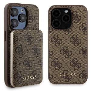 Guess iPhone 15 Pro Set MagSafe Case + Magnet Power Bank 5000 4G Brown