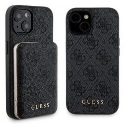 Guess iPhone 15 Set MagSafe Hülle + Magnet Powerbank 5000 4G Schwarz