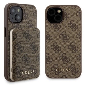 Guess iPhone 15 Set MagSafe Case + Magnet Power Bank 5000 4G Brown