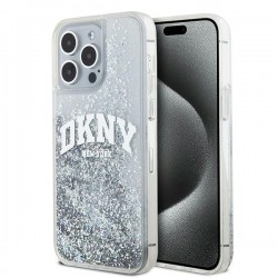 DKNY iPhone 15 Pro Case Liquid Glitter Big Logo White