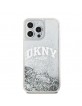 DKNY iPhone 15 Pro Hülle Case Liquid Glitter Big Logo Weiß