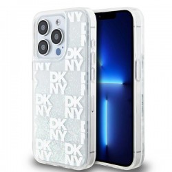 DKNY iPhone 15 Pro Case Liquid Glitter Multilogo White