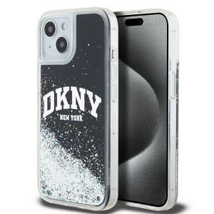 DKNY iPhone 15 / 14 / 13 Case Liquid Glitter Big Logo Black