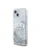 DKNY iPhone 15 / 14 / 13 Hülle Case Liquid Glitter Big Logo Weiß