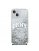 DKNY iPhone 15 / 14 / 13 Hülle Case Liquid Glitter Big Logo Weiß