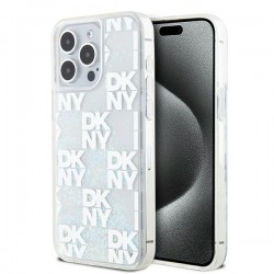 DKNY iPhone 15 Pro Max Case Liquid Glitter Multilogo White