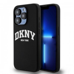 DKNY iPhone 13 Pro Hülle Case MagSafe Silikon Printed Logo Schwarz