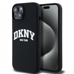 DKNY iPhone 14 / 15 / 13 Case MagSafe Silicone Printed Logo Black